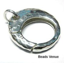 Sterling Silver Hammered Lobster Clasp Round -18 mm 