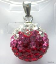 Pave Pendant Round Ball- 10mm -Crystal Rose Lt. Siam