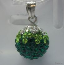 Pave Pendant Round Ball- 10mm-Crystal Peridot Emerald