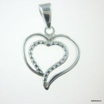 Sterling Silver Pendant W/Bail- Double Heart -15.5X13.8 mm