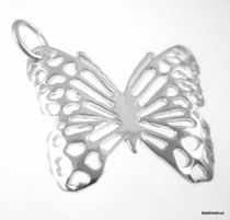 Sterling Silver Charm W/ Ring- Butterfly- 19 x 17 mm