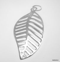 Sterling Silver Charm W/ Ring- Leaf  36 x 17.4mm