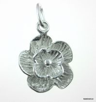 Sterling Silver Charm W/ Ring- Flower 12 x 9 mm