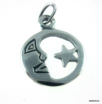 Sterling Silver Charm- MAN IN MOON & STAR 15X12MM 