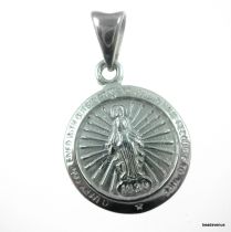 Sterling Silver Medal W/ Bail - The Miraculous -17 x 13.5mm