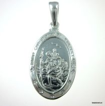 Sterling Silver Medal W/Bail- St. Christopher-23 x 13.2 mm