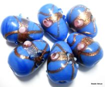 Wedding Cake  Drop Beads 20 x 14mm- Blue Opaque