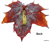 Natural Maple Leaf Pendant(50-65mm) W/ Brooch Back Pin- Iridescent Copper