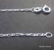 Sterling Silver Figaro 1+1 Diamond Cut Chain W/Clasp -50 cms.