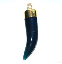 Agate Tooth Pendant W/bail-45-50mm-Blue-BI6