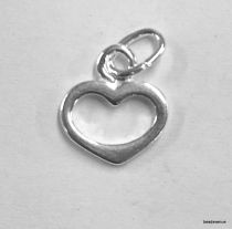Sterling Silver Charm W/OPEN RING- Small open Heart  -9.6x8.5mm
