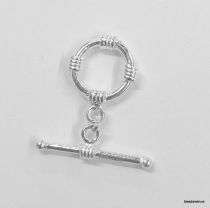 Sterling Silver Toggle (Shiny Finish)- Bar Length- 22mm,Ring Dia.- 14mm