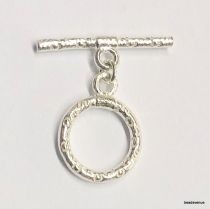 Sterling Silver Textured Toggle 11(Ring) x 18mm(Bar)