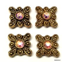 Goldtone Butterfly(2 holes) Metal Sliders (12x12mm)with Swarovski Stones- Crystal AB