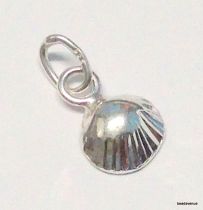 Sterling Silver Charm Sea Shell (Diamond Cut) W/Jump ring-9.5 x 6.7 mm 