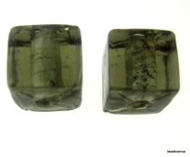 Silver Foil Cube Beads-10mm - Smoky